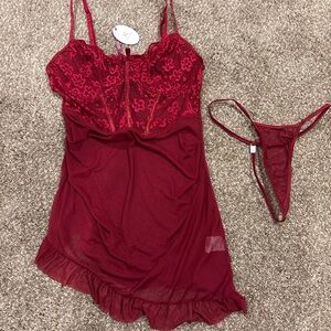 Avidlove Red Lace Babydoll Lingerie Set – NWT (C/40)